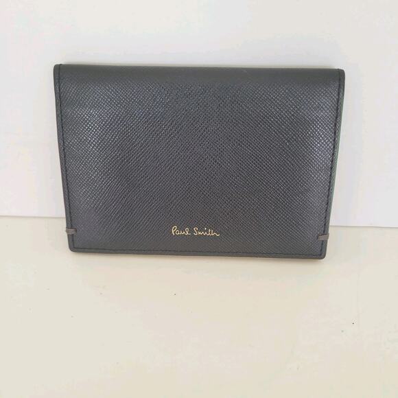 Paul Smith Unisex Leather Black Wallet Credit Card ID Holder Small Bifold Logo - Picture 1 of 7